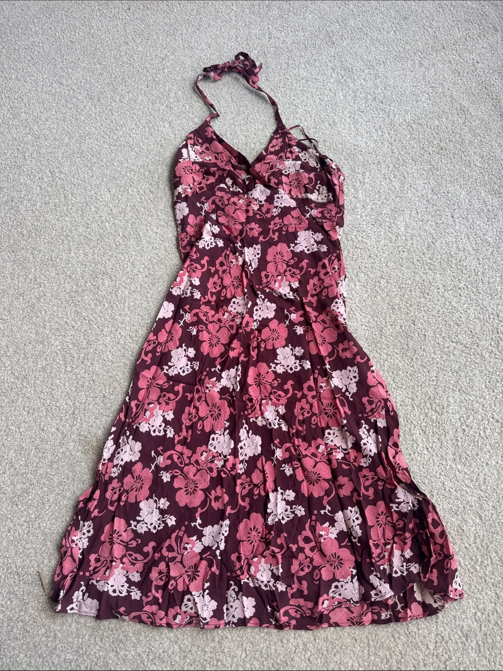 Angie Hibiscus Halter Midi Dress